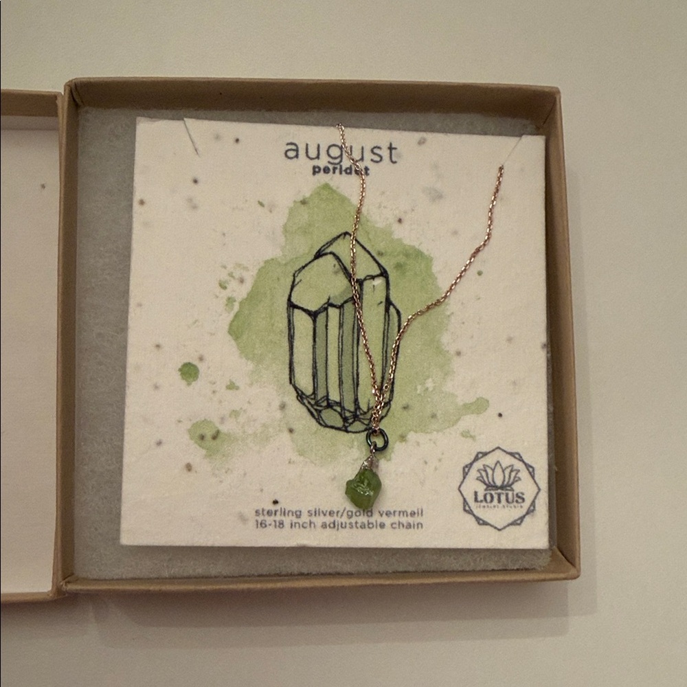 August Peridot Necklace with Gold Chain